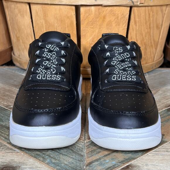 Guess Hype Black Faux Leather White Platform Sneakers Womens Size 6.5 - Picture 4 of 11